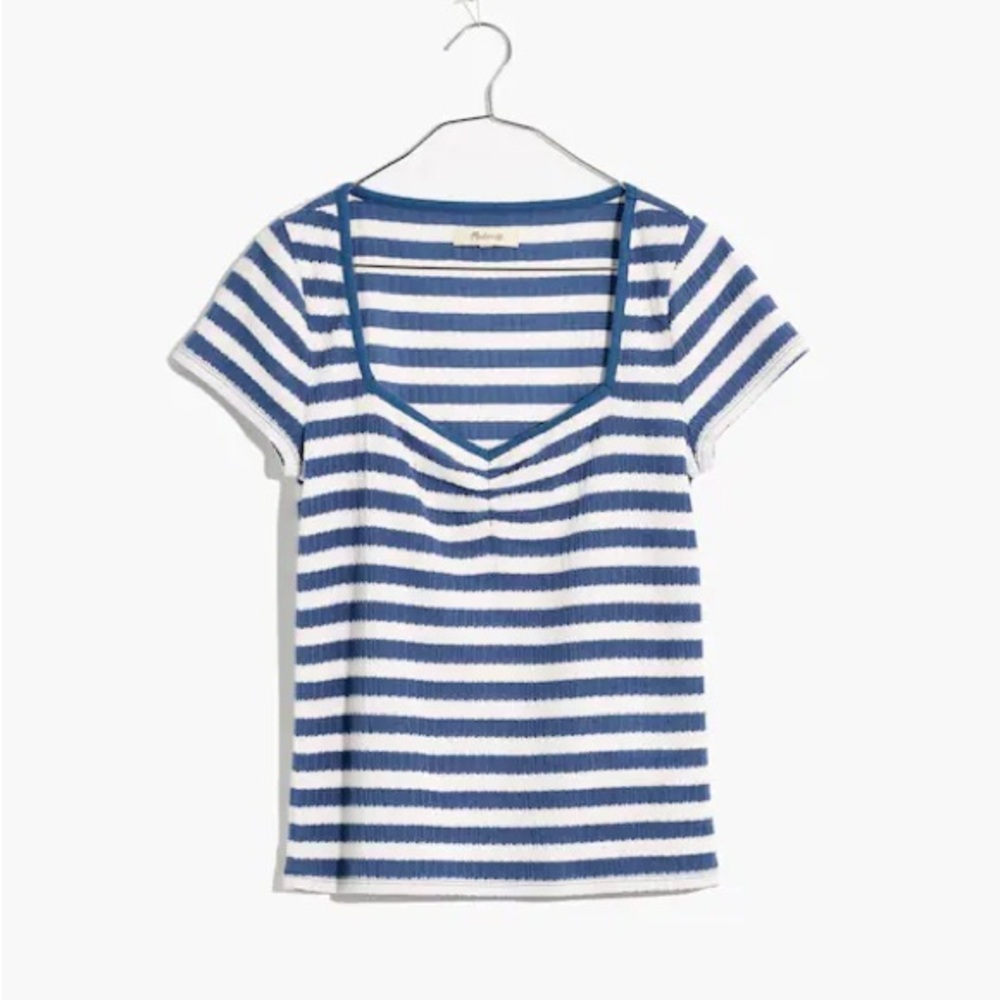 Madewell ribbed striped short sleeved top size L great condition